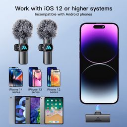 Leettus 2pcs Lavalier Wireless Microphone for iPhone iPad, Wireless Microphone for Video Recording, Game Live Streaming, Interviews, YouTube, TikTok, Vlog image 4