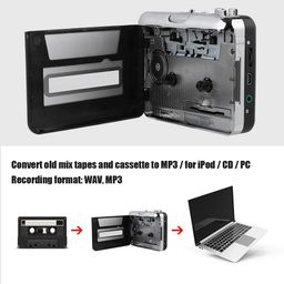 bewinner Portable Cassette Player, Tape to MP3 Converter Cassette Tap Player with Earphone, USB Cassette Capture Tape to PC CD Player Cassette Recorde image 4