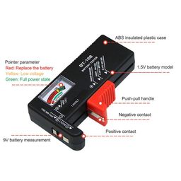 Lovely Home 1 Pc Universal Battery Tester for AA/AAA/C/D/9-volt Rectangular and Button Cell Batteries - Black image 4