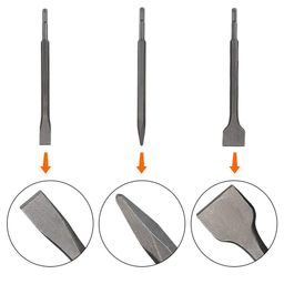 Mass Pro 3Pcs SDS Plus Hammer Drill Bit Chisel Set, 3 Point/Flat/Cranked, for Rotary Hammer image 2