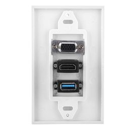 luroze USB Socket, Flexible Wiring Easy Connection Wall Socket 3 Port ABS with Screws for Engineering Wiring image 3
