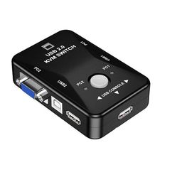 XIKKART 2 Port KVM Switch USB 2.0 KVM Switch Box to Control up to 2 Computers 2 in 1 Out Switch USB Keyboard Mouse Sharing Device for Computer, PC, Laptop, Desktop, Monitor, Printer, Sharing Video image 1