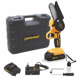 tomahawk TOMAHAWK® T8-A- 4 inch 20V Cordless Chainsaw – 2 Batteries Included- Handhel- Powerful Cutting - Compact Design - Dual Safety Switch - Wood Processing- Logging- Cutting - Pruning - Gardening image 1