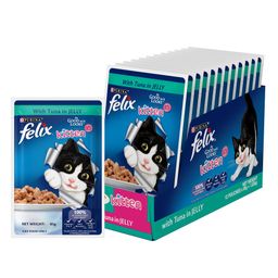 Purina Felix with Tuna in Jelly | Wet Food for Kittens | Complete and Balanced Kitten Food, Pack of 12 Pouches (12 x 85 g) image 1