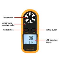 GALV Digital Anemometer Wind-Speed Gauge Meter LCD Handheld Airflow YELLOW, Standard image 3