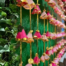 Myntra Elegant Homes White & Pink Gota Tassel Strings Hanging Festive Decor 6 Ft-picture-1