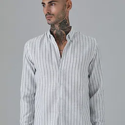 Banana Club Men Classic Slim Fit Semi Sheer Striped Casual Shirt-image-25