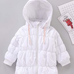 Play by Little Kangaroos Full Sleeves Hooded Padded Jacket - White-image-77