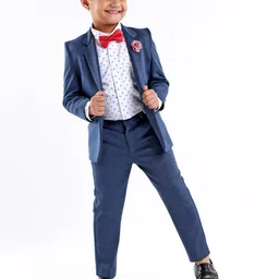 Babyhug Full Sleeves Solid Party Suit - Dark Blue-picture-5