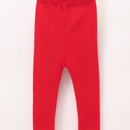 Yellow Apple Acrylic Knit Full Length Solid Winter Leggings - Red-image-95