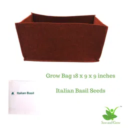 sow & grow Large Rectangle Grow Bag and Italian Basil Seeds Grow it Yourself Herb Kit-picture-1