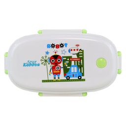 Smily kiddos Robot theme stainless steel lunch box green - SmallSmily kiddos Robot Theme 2 Compartment Leak Proof BPA Free Lunch Box - Green-1