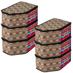 Kuber Industries Blouse Cover  Clothes Storage Bag  Zipper Wardrobe Organizers  Non-Woven Clothes Organiser  Side Transparent Blouse Organizer  Honeycomb-Design  Pack of 6  Coffee-image-66