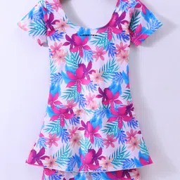 LOBSTER  Half Sleeves Frock Swimsuit with Floral Print - Multicolour-picture-16