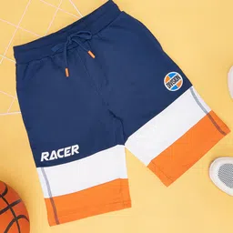 Pantaloons Junior Colour Blocked Race Theme Printed Shorts - Estate Blue-picture-33