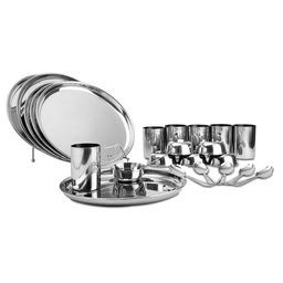 Omega Stainless Steel Dinner Set - 24 Pcs (Plate- 6Pcs, Bowl- 6Pcs, Glass- 6Pcs, Baby Spoon- 6Pcs)-picture-21