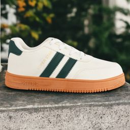 Lil Lollipop Placement Striped Lace Tie Up Shoes - Off White & Green-image-62