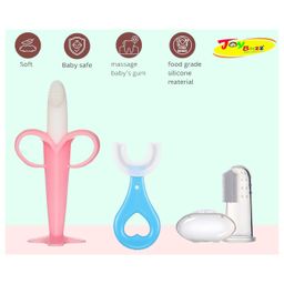 Joy Buzz Silicone Toothbrushes Pack Of 3 - White Pink & Blue-7