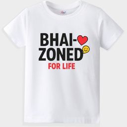 KAVEE Pure Cotton Knit Raksha Bandhan Theme Half Sleeves Bhai Zoned Text Printed Biowashed Tee - White-picture-16
