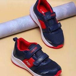 TRASE Colour Blocked Double Velcro Closure Sneakers - Red & Blue-image-44