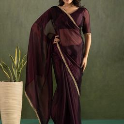 HERE&NOW Mukaish Pure Chiffon Saree-picture-34