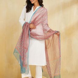 Fabindia Geometric Printed Cotton Silk Dupatta-13