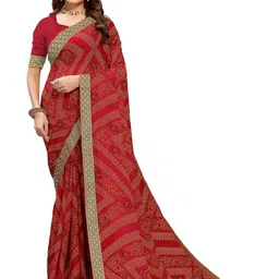 KANOODA Women Bandhani Printed Pure Georgette Sarees-picture-34