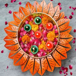 Craftlayout Orange ColoredDecorative Urli Bowl-image-71