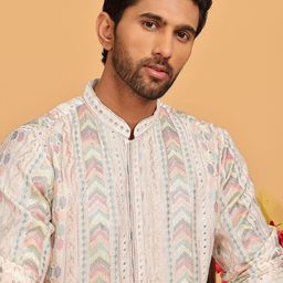 Jompers Men Embroidered Sequins Straight Kurta-29