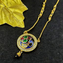 Saizen Gold-Plated Stones Studded & Beaded Mangalsutra-image-92