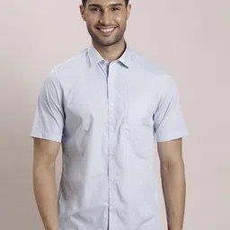 Turtle Men Classic Spread Collar Solid Cotton Slim Fit Formal Shirt-image-22