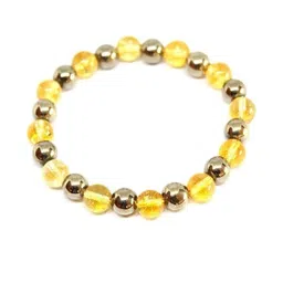 VIBESLE Yellow & Gold Unisex Brass Crystals Bracelet-image-32