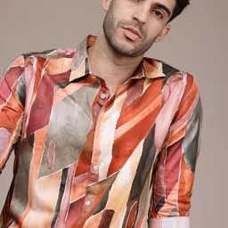 French Connection Slim Fit Abstract Printed Pure Cotton Casual Shirt-image-81