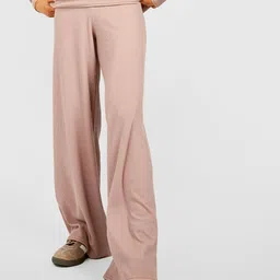 Boohoo Women Ribbed Wide Leg Trousers-image-72