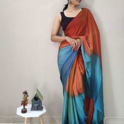 HERE&NOW Colourblocked Satin Ready to Wear Saree-picture-12