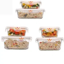 Femora Glass Mixed Containers with Lid (500 ml, 580 ml, 620 ml, 800 ml, 940 ml & 1000 ml) - Set of 6-41