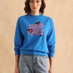 RAREISM Blue Cotton Blend Printed Long Sleeves Sweatshirt-image-64