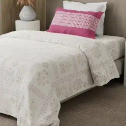 Boutique Living Valatia Karigiri Pink & White Cotton 200 TC Single Bedsheet with 1 Pillow Cover-image-97
