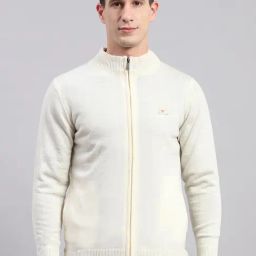 Monte Carlo Cream Wool Blend Regular Fit Solid Pullover-picture-6