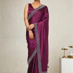 Soch Wine Embellished Saree-image-85