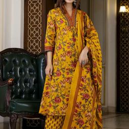 Parth Fab Women Floral Printed Regular Gotta Patti Pure Cotton Kurta-18