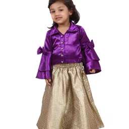 Passion Petals Kids Purple & Beige Printed Lehenga With Choli-image-97