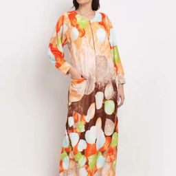 NEUDIS Orange & Brown Printed Night Gown-image-62