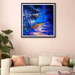 999store Blue & Yellow Blue Woods Printed Canvas Painting-18