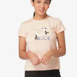 Mode by Red Tape Kids Peach Printed Top-2