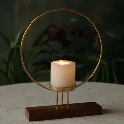 Home4U Gold & Brown Iron Candle Stand - Set of 1-image-93