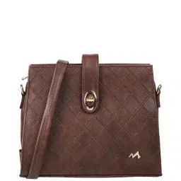 Metro Brown Textured Medium Sling Handbag-24