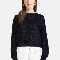 Kazo Black Self Design Pullover-image-28