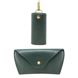Tohl Verao Green Leather Solid Keychain & Eyewear Case Set-18