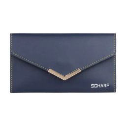 SCHARF Blue Solid Bi-Fold Wallet for Women-23